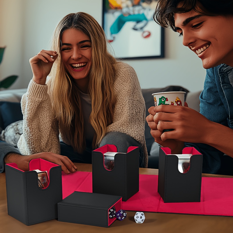 Card Deck Box with Dice Tray for MTG, 4-In-1 Organizer